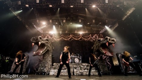 The Viking-inspired stage of Amon Amarth fit perfectly with the festival's aesthetics 